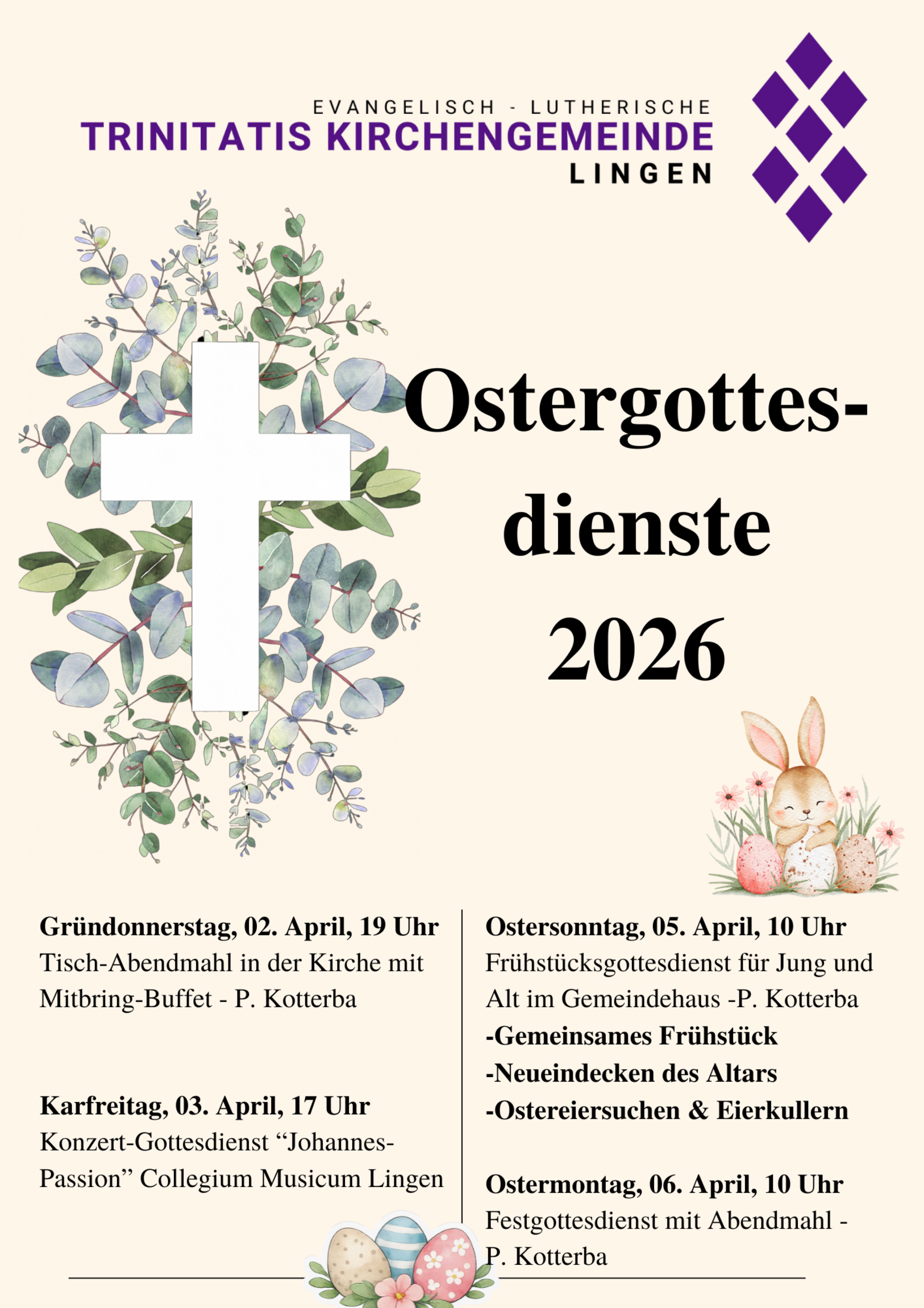 Uebersicht Ostergottesdienste 2026