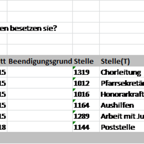 Auswertung: Austritt von Personen in einem bestimmten Zeitraum mit Stellenangabe 